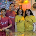 Shriya Sharma Instagram - Happiest Birthday to the Best Dad in the whole world! We love youuu ❤️❤️❤️❤️ Tshirts from - @dishum_giftings Name Lamp - @craftstore.in
