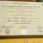 Shriya Sharma Instagram - Adjudged #BestStudentAdvocate At "1st Surana and Surana and rgnul International law moot court competition, 2017." #LawyerInMaking #ShriyaSharma (ignore the 3rd pic by mistake 😅)