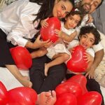 Shweta Bhardwaj Instagram - Happy #valentineday @salilacharya 16years we r celebrating this day and it feels same it’s R beautiful day it’s R day with some Balloon 🎈 and ❤️ love now with TIA & RAY I still get the balloon but in few min thy burst them all and I it’s a 💥 blast more love more love more blast 💥