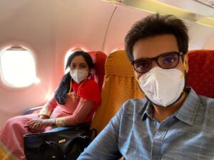 Sibi Sathyaraj Instagram - #Flight travel after a year! #safetyfirst #coimbatore #travel #Sibiraj #Sibisathyaraj #revathisibiraj