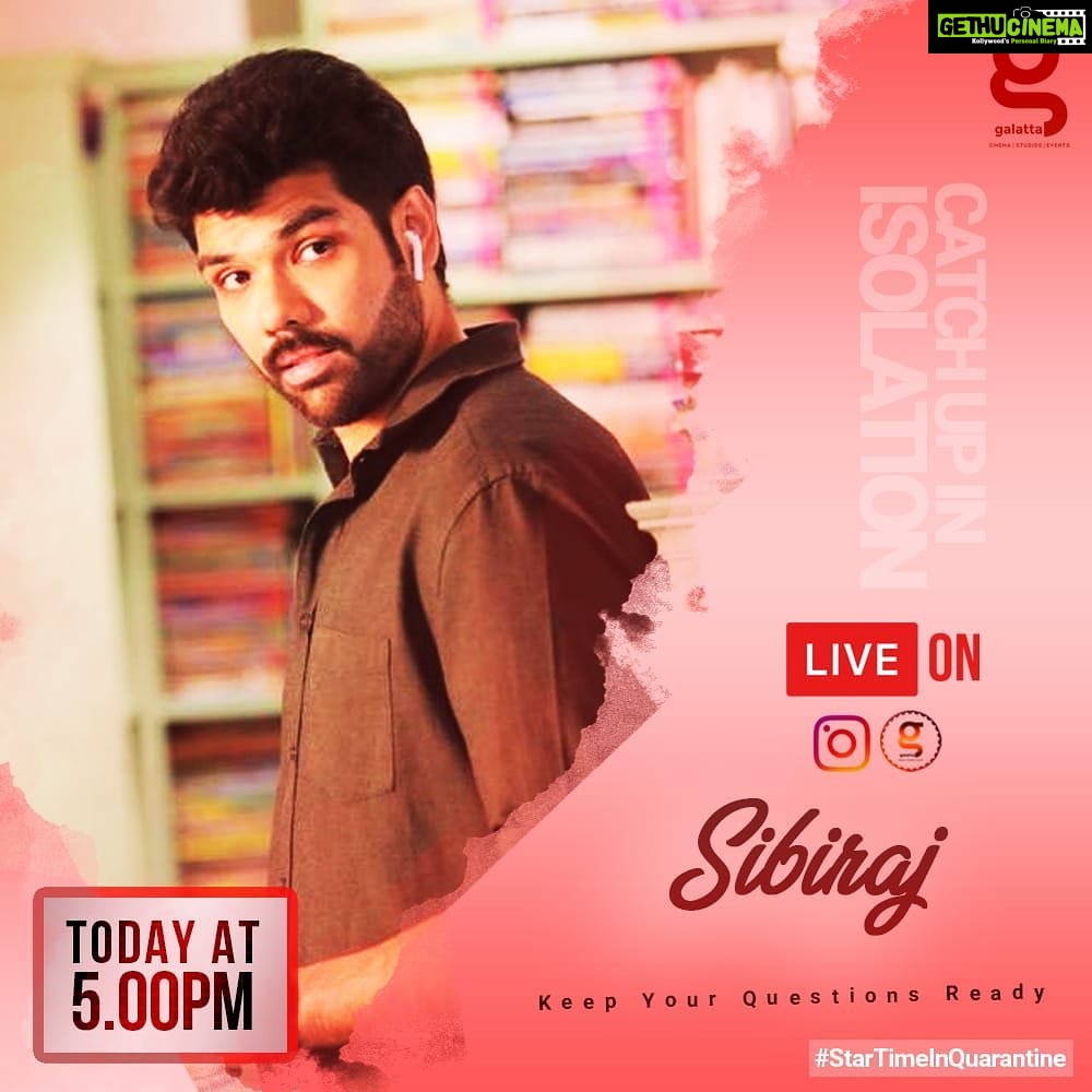 Sibi Sathyaraj Instagram - Hi guys.Catch me live on @galattadotcom at 5 pm today! #Sibiraj #Sibisathyaraj #live #livestream #kollywood #tamilcinema #cinema #tamilmovies #movies #actor #actorslife