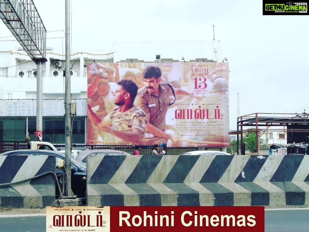 Sibi Sathyaraj Instagram - #Walter banner at #rohinicinemas! #sibiraj #sibisathyaraj #tamilcinema #tamilmovies #cinema #movies #Actionmovies #actionthriller #cop #police