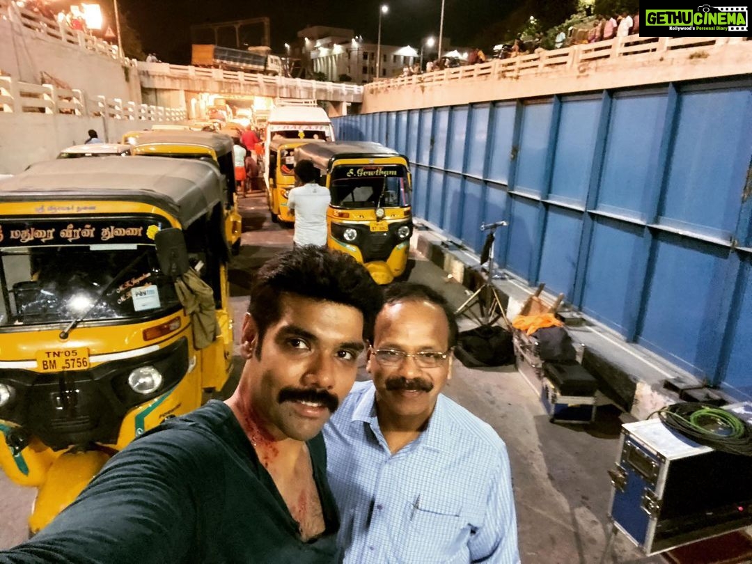 Sibi Sathyaraj Instagram - With my supportive producer @dhanajayang2 sir for #Kabadadaari shoot! #shooting #filmshoot #nightlife #nightshoot #sibiraj #sibi #sibisathyaraj #crimethriller #thrillermovies #moviebuff #movies #tamilmovies #tamilcinema #kollywood #shootingdiaries