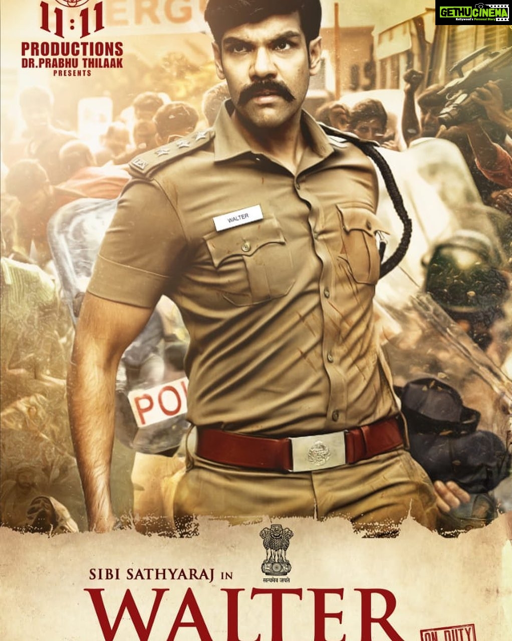 Sibi Sathyaraj Instagram - Here’s the first look of #Walter😊🙏🏻 @anbu_dir @11_11cinema @shirinkanchwala #Sibiraj #Sibisathyaraj #OnDuty #Cop #Copstory #policestory