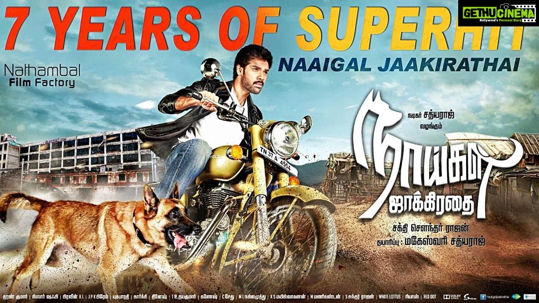 Sibi Sathyaraj Instagram - The film which continues to Rule the hearts of kids and families!Thanks to our Captain @shaktisoundarrajan saan😊 #7YrsOfSuperHitNaaigalJaakirathai #Sathyaraj #MaheswariSathyaraj #Idoh #NathambalFF @nizarshafi @dharankumar_c @praveenkl @madhankarky @suntv @thinkmusicofficial