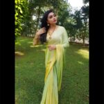 Sija Rose Instagram - Merging with the green around me! . When my lulu @lakshmi.sruthi styles and clicks pics of me 🥰 . #saree #sareedraping #greenwitch #toomuchgreen #indianattire