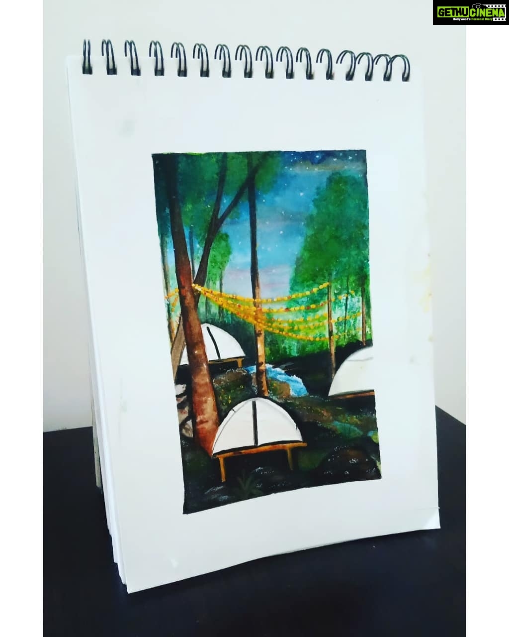 Sija Rose Instagram - Going back to one of my favorite places . @explorewayanad.in . The location is so much better than what I have drawn . #travel #rainforest #tent #camping #appleofmyeye #watercolor #tripwithfriends #kanmani #nightsky #flowing #stream Rain Forest Jungle Stay & Camping