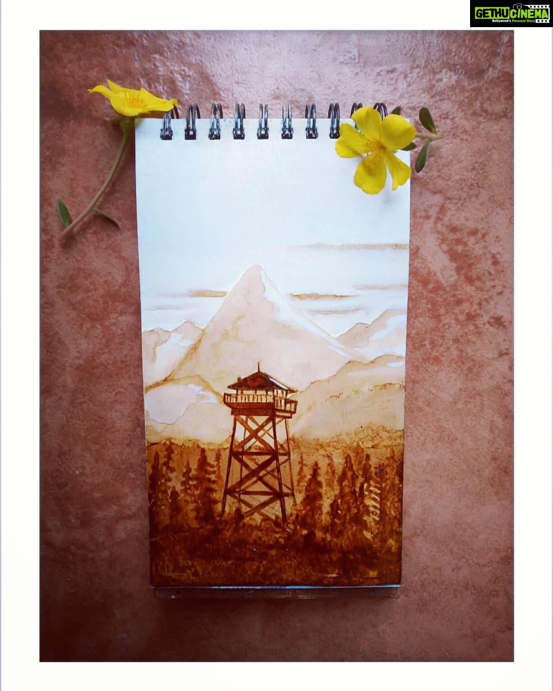 Sija Rose Instagram - COFFEE ART . During my stay at Chinnar Wildlife Sanctuary, one of my favorite walks was to this watch tower. . A 360° view, embraced by the mountains. The land breathing again after the rain. It's lush green now. You see some wild animals running,hidding and leaping around. I embraced it all, while the wind embraced me. - A view from the watch tower #chinnarwildlifesanctuary #aview #lushgreen #coffeart #coffeeartist #coffeepainting #watchtower #SRG #SRart #appleofmyeyes #kanmani #atriptoremember #artiscoffee #coffeeartgram #SRG #SRart #canvaspaintaing #ccd #coffeelovers