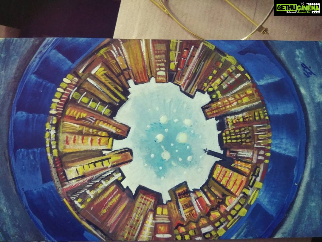 Sija Rose Instagram - @e.madou your wonderful art 'twisted dreams' inspired me to do this small piece of work. Thank you for this inspiration. I know it's not a perfect piece, but whats the harm in trying. #keepinspiring #sketches #citylights #blue #SRG #SRart