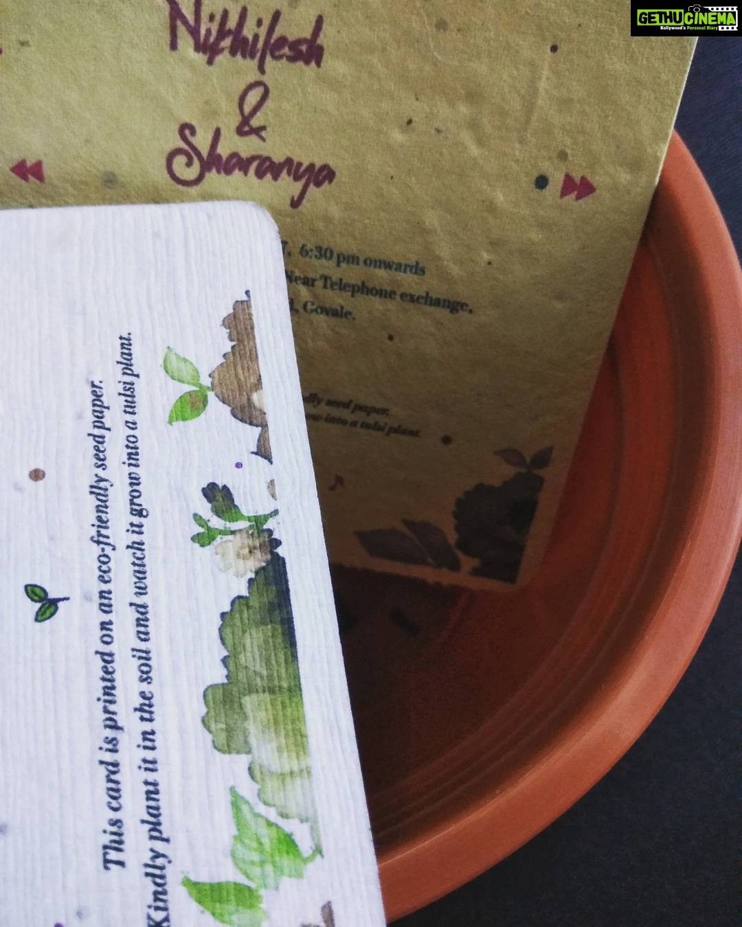 Sija Rose Instagram - During weddings most of us spend on all the glam and glitter. But here's my dost @nikhileshpillay doing this differently! Congratulations buddy for ur big day and ur simple thought on this ecofriendly wedding card. Let us learn!! #weddingcard #ecofriendly #carefornature