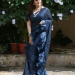 Sridevi Vijaykumar Instagram - Dream big..Sparkle more..Shine bright Completing my look with the trending sequins midnight blue saree from @neerusindia Jewellery @the_jewel_gallery #comedystars#starmaa#disneyhotstar#sunday#sequinsaree#shine#glitter#festive#glam#partywear#bling