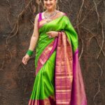 Sridevi Vijaykumar Instagram – May goddess Durga illuminate your life with countless blessings 😇
 For#Comedystars#starmaa#sunday#dussera#dusseraspecial#festive
#happynavratri#kanchivaram#silksaree#jewellery#indianwear#festivevibes

Saree @brandmandir 
Jewelry @srjfinejewelry
Styling @yaasha_veeramachaneni
📸 @chinthuu_klicks