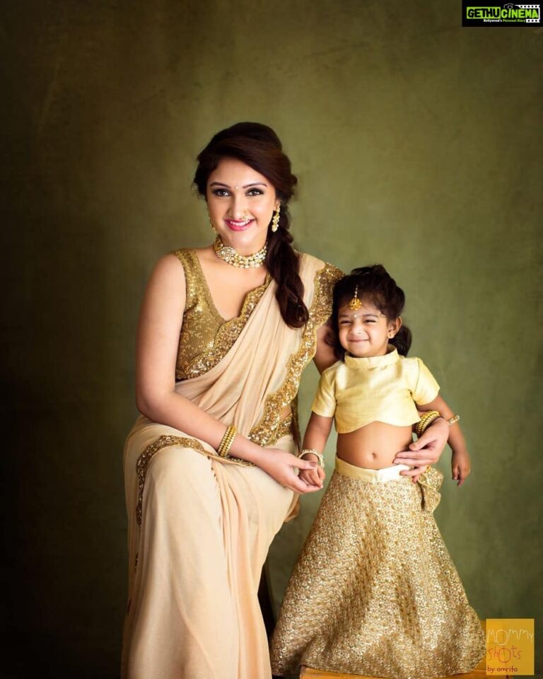 Sridevi Vijaykumar Instagram - Had a great time shooting with @mommyshotsbyamrita.. thank you so much for capturing this beautiful pic.. your idea of bringing this ethnic series was so much fun to do... though my little Rupikaa fussed about giving pics she still managed to give her naughty smile😍 MUAH: @perfekt_makeover STYLING: @mehndi_jashnani RUPIKAA'S OUTFIT: @indieprojectstore JEWELLERY: @nacjewellers Thank you so much guys for putting this whole look together👍👍