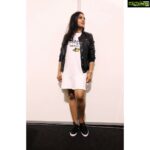 Srushti Dange Instagram - “ Click like a chic “ printed white T in @joycrizildaa #joycrizildaasignature jacket by @veromoda super obsessed #girlboss shoes by #alexandermcqueen #natchathiravizha2018