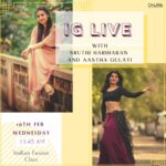 Sruthi Hariharan Instagram – Catch @sruthi_hariharan22 and @aastha.gulati on IG LIVE at our Indian Fusion Class on 16th Feb (TOMORROW!!) at 11:45 am!!

#dance #dhuriispace #dhurii #bangaloredancers #bellydance Dhurii