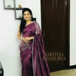 Sshivada Instagram – Elegance is the only beauty that never fades-Audrey Hepburn… In a wonderful mauve linen silk sari by #SarithaJayasuryaDesignStudio for the #10thAnnualVijayAwards Makeup n hairdo by #VijiSharath, PC- sai