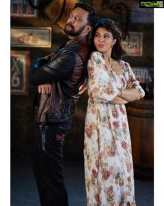 Sudeep Instagram - Two of my favs frm the photo shootwith Jacqueline . Saw the rough edit of the song. Thanks Jani master,  u r awsmnm ,, n the hook step looks supaaaa.
#shivu 's set looks humongous n special thanks has to go to #JackManju @shaliniartss
For their passion.
🤗🥂🥂🥂