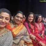 Suhasini Maniratnam Instagram - Happiness is being with friends.saree by lovely @rehanabasheerofficial rehanbasheerofficial styling by her beautiful daughter @aishazwan @aram_offl and jewels by @theamethyststore @poornimabhagyaraj