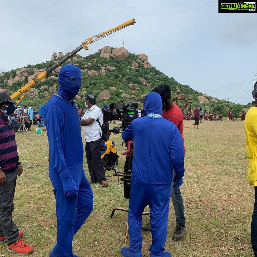 Suhasini Maniratnam Instagram - They are not Spider-M’en or super men but camera technicians. Dressed in blue suits as camouflage