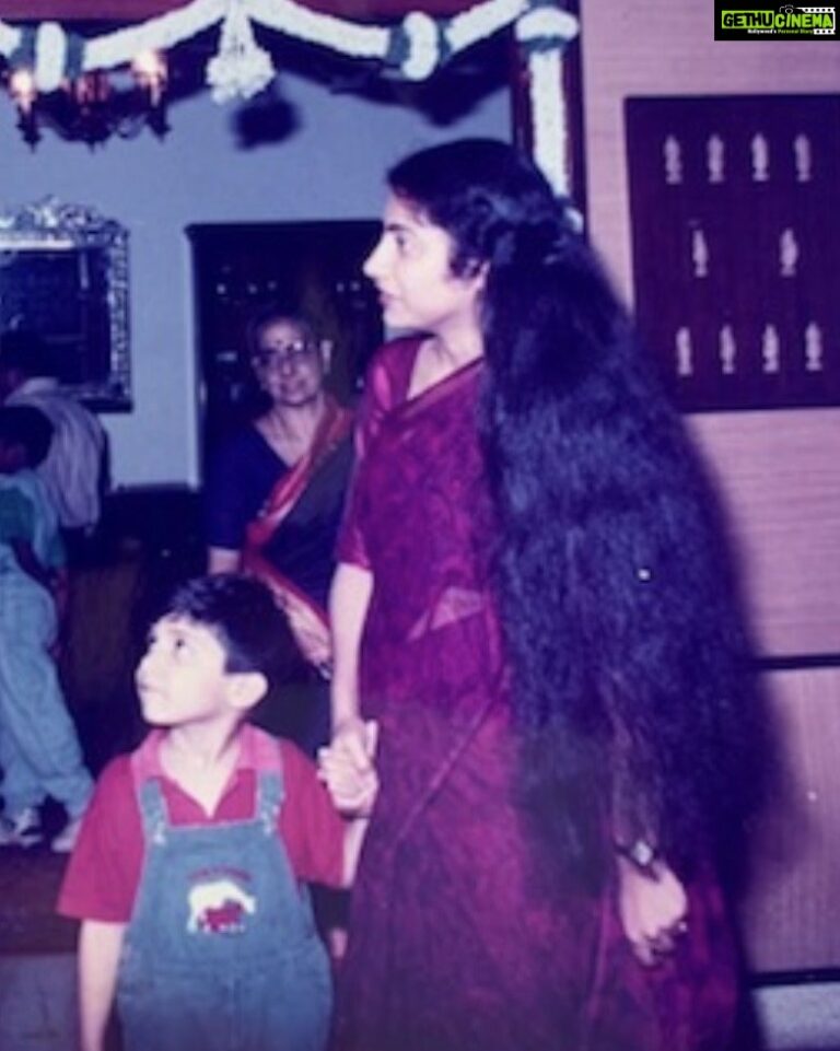 Suhasini Maniratnam Instagram - Nandan is so tiny. Don’t miss my long thick curly hair.