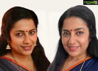 Suhasini Maniratnam Instagram - Can you believe this ! These pictures were taken 13 years apart. The first one was for eradne maduve movie in bangalore. Today we made the same saree for a shoot. We could not match the saree the model ( s age ) or the photographer to the original But was fun to click and remember rejoice. Thank you Astha for the collage. ❤️❤️❤️