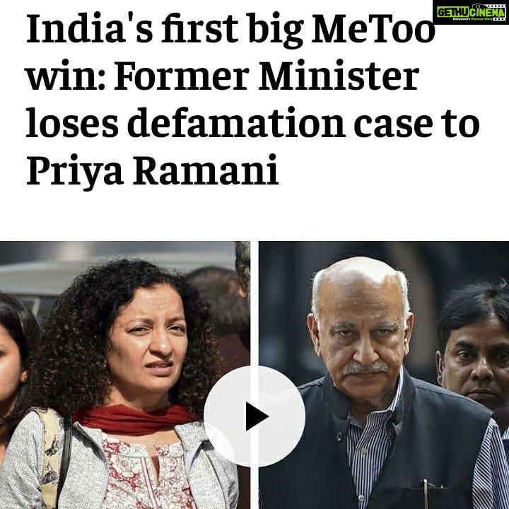 Tanushree Dutta Instagram - Heartfelt congratulations to the brave and resilient Priya Ramani on her big win!! Your determination in the face of adversity and legal harassment for 2 years by a wicked and vindictive man has won you the respect of the whole nation. Salutations to senior advocate Rebecca John! 97:1 The odds were against you Rebecca from the start but your conviction on your client, her truth and your ability to uphold the truth in the face of everything that was thrown at you is truly praiseworthy!! Thankyou justice ACMM Ravindra Kumar Pandey for your profound court observations with closing statements on the case and this landmark verdict that will impact millions of lives for the better. God bless you and your family with health, wealth and happiness! Possibly, henceforth these false and malicious defamation cases on #metoo whistleblowers need to be dismissed right away on the first court hearing instead of wasting the courts time and making the women go through unnecessary hassles. It's a new legal precedent in India towards women's safety and I welcome it with open arms!