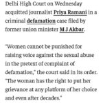 Tanushree Dutta Instagram - Heartfelt congratulations to the brave and resilient Priya Ramani on her big win!! Your determination in the face of adversity and legal harassment for 2 years by a wicked and vindictive man has won you the respect of the whole nation. Salutations to senior advocate Rebecca John! 97:1 The odds were against you Rebecca from the start but your conviction on your client, her truth and your ability to uphold the truth in the face of everything that was thrown at you is truly praiseworthy!! Thankyou justice ACMM Ravindra Kumar Pandey for your profound court observations with closing statements on the case and this landmark verdict that will impact millions of lives for the better. God bless you and your family with health, wealth and happiness! Possibly, henceforth these false and malicious defamation cases on #metoo whistleblowers need to be dismissed right away on the first court hearing instead of wasting the courts time and making the women go through unnecessary hassles. It's a new legal precedent in India towards women's safety and I welcome it with open arms!