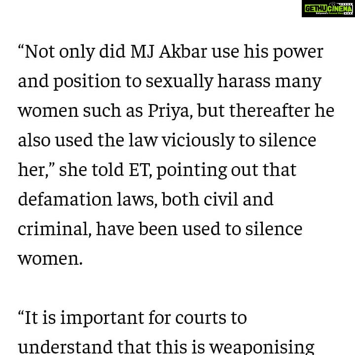 Tanushree Dutta Instagram - Heartfelt congratulations to the brave and resilient Priya Ramani on her big win!! Your determination in the face of adversity and legal harassment for 2 years by a wicked and vindictive man has won you the respect of the whole nation. Salutations to senior advocate Rebecca John! 97:1 The odds were against you Rebecca from the start but your conviction on your client, her truth and your ability to uphold the truth in the face of everything that was thrown at you is truly praiseworthy!! Thankyou justice ACMM Ravindra Kumar Pandey for your profound court observations with closing statements on the case and this landmark verdict that will impact millions of lives for the better. God bless you and your family with health, wealth and happiness! Possibly, henceforth these false and malicious defamation cases on #metoo whistleblowers need to be dismissed right away on the first court hearing instead of wasting the courts time and making the women go through unnecessary hassles. It's a new legal precedent in India towards women's safety and I welcome it with open arms!