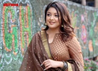 Tanushree Dutta Instagram - My ethnic look yesterday by fashion designer Roselin @roselin_middleton Makeup by @makeupbykaminirajput Press conference venue @highjackversova