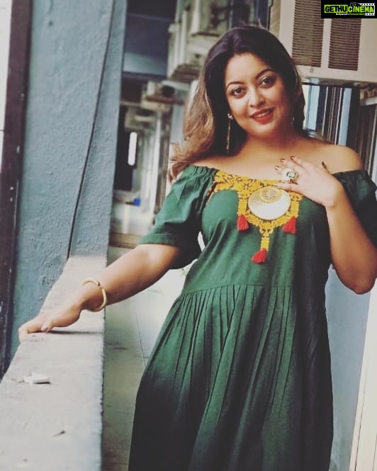 Tanushree Dutta Instagram - Another round of interviews for a few online youtube portals.Just talking about my life and journey so far. Outfit by @mesmora Juttis by @alexbrown.in ring and earring from @finura_by_richa