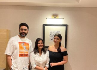 Varalaxmi Sarathkumar Instagram - Met 3 of the warmest and most humble people last night.. none other than the gorgeous @aishwaryaraibachchan_arb the handsome hunk @bachchan and their sweetest daughter #aaradhyabachchan Despite the families and lineage that they hail from, their humility and warmth was so amazing, I was just overwhelmed with their love.!!! It was so sweet of you to meet us and spend time with us.. may god shower all his blessings on your family.!!! Thank you daddy for making this happen @r_sarath_kumar I think @poojasarathkumar is still recovering from the shock.!!! Hahah #fangirl Pondy