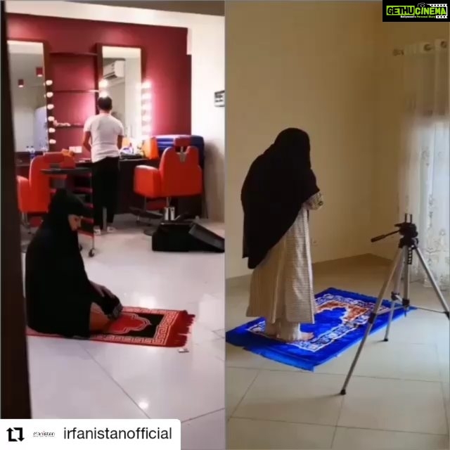 Veena Malik Instagram - Thankyou for showing the world "The Other Side! #Repost @irfanistanofficial • • • • • • #Veenamalik will kill me on this, but I want to show you the other side of the story specially our Celebrities who belongs to this entertainment world. I was about to interviewing her and there was "Asar prayer time' she suddenly saying me just give me few minutes, and she start offering prayer in her room, and I took this picture. The reason why I upload this video/picture is that you always criticize and trolling on our Celebrities but you never know what circumstances or what hurdles they are facing in their own life, we are always judging on their appearance or anything but one thing is clear, only God knows what's the right and wrong thing also how much we are connected with #Allah. Note : These are two different images, red one was in Bol tv, and the other one was at her home. Watch her interview where she revealed everything. Coming soon @theveenamalik #irfanistan Karachi, Pakistan