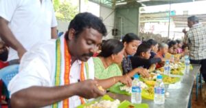 Vijay Vasanth Instagram - கண்டன்விளை தேவாலயத்தில் நடந்த சம்பந்தி விருந்தில் மக்களோடு மக்களாக கலந்து கொண்டேன். #NammaVijayVasanth Kandanvilai