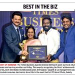 Vijay Vasanth Instagram - Thank you @thetimesofindia for choosing @vasanthandco_in as the most trusted consumer electronics store for yet another year. Receiving the award from Mr. @anilskapoor Ji along with Malar Jaganath and @vinoth3335