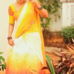 Vijayalakshmi Instagram - Akkini kolundhil pootha manjal 💛 . . Outfit : @annamstudio Designed and Styled by: @pradeepkumar0606 Assist : @jai_joseph_69 Shot by: @pictures_by_dhinesh_siva @studio_d_weddings MUA: @rinkymakeup_artist Hairstylist: @kalps_makeover_artist