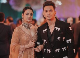 Yuvika Chaudhary Instagram - Clicked by @deepikasdeepclicks Make up @jasaddy Outfit- @poshak_chandigarh Jewellery- @kundanjewellers.official Styled by- @junejasanchi #yuvikachaudhary #princenarula #privika❤️ Outfit- @aniket.juneja Styled by- @junejasanchi. @lashout_by_nehamehvish Hotel Hayat Regency