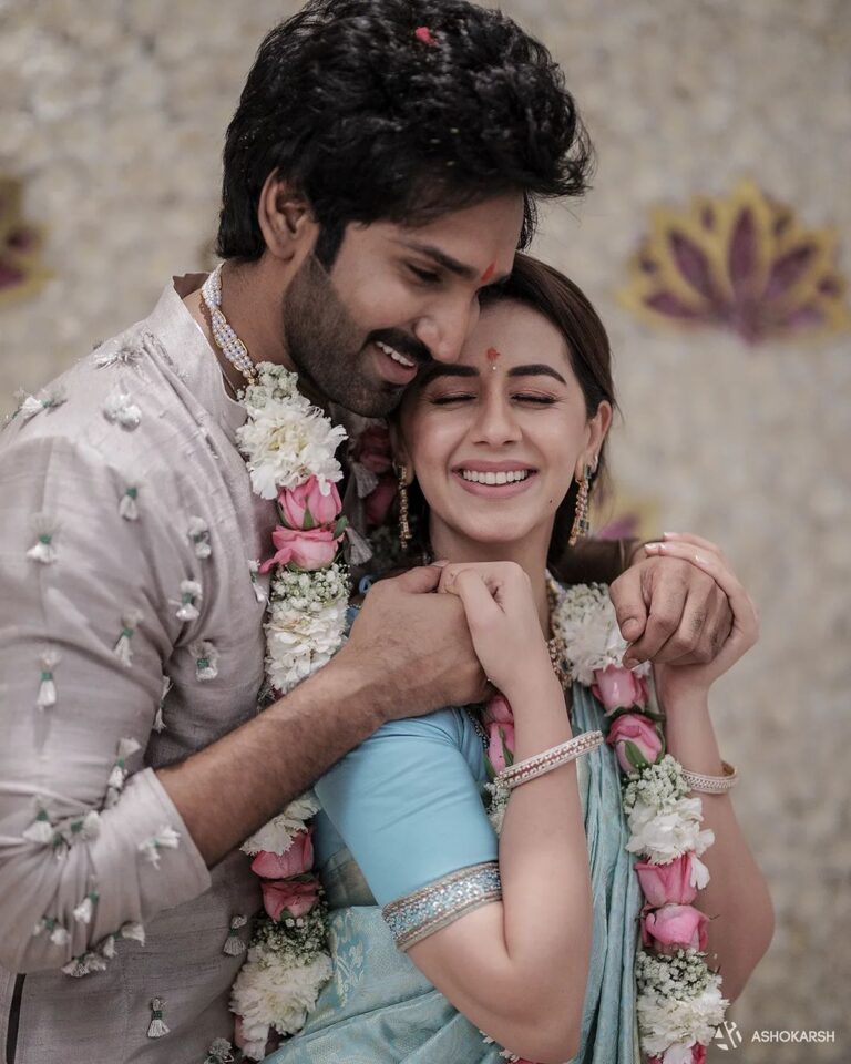 Aadhi Pinisetty Instagram - The best thing to hold onto in life is each other. We found each other a couple of years ago & it’s official now 💍 24.3.2022 This day was really special to us. We got engaged in the presence of both our families 🌸 Seeking all your love & blessings as we take on this new journey together ♥️ Aadhi in @payalsinghal Nikki in @anjushankarofficial @tulsisilks @chennaidiamonds Styled by @neeraja.kona Shot by @ashokarsh Make up & hair by @page3salonalwarpet Decor by @designquotient_dq