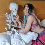 Adah Sharma Instagram - Find someone who looks at you like Adah looks at Jimmy Chew ....SWIPE at your own risk 💀 #BehindTheScenes 🎬🎥🍿 . . Styled by @juhi.ali Wearing @romaa_label Hair @snehal_uk Makeup @adah_ki_radha . . . . P.S. Be careful what you wish for , for you might actually get it 👻❤️. Collaboration with Indiana Bones #100YearsOfAdahSharma #adahsharma #DogsOfInstagram #SkeletonsOfInstagram
