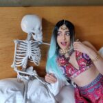 Adah Sharma Instagram - Find someone who looks at you like Adah looks at Jimmy Chew ....SWIPE at your own risk 💀 #BehindTheScenes 🎬🎥🍿 . . Styled by @juhi.ali Wearing @romaa_label Hair @snehal_uk Makeup @adah_ki_radha . . . . P.S. Be careful what you wish for , for you might actually get it 👻❤️. Collaboration with Indiana Bones #100YearsOfAdahSharma #adahsharma #DogsOfInstagram #SkeletonsOfInstagram