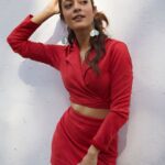 Anya Singh Instagram - Red riding with no hood 👗- @sanamratansi 👱‍♀️- @hairstories_byseema 💄- @makeupwali dress : @emblaze_mb @amigos.rizwan earrings : @varnikaaroraofficiall