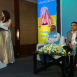 Bhama Instagram - 💛💙 @snuggybabydiapers Gold attire 💛💙 @milandesignkochi @sherlyregimon #Snuggy Gold Diaper #Re introduced #Kerala #Gauris first Prgrm #Family #Cochin