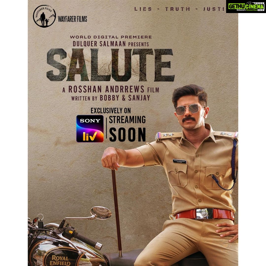 Dulquer Salmaan Instagram - SonyLIV and Wayfarer films are glad to come together to bring you #Salute directed by Roshan Andrews and written by Bobby-Sanjay. #SaluteOnSonyLIV #Salute #SonyLIV @rosshanandrrews #BobbySanjay @dianapenty @manojkjayan @gopalaswamylakshmi @_saniya_iyappan_ @ganapathisp_official @binupappu #alencier #VijayKumar #bobanalamoodan @aslamkpurayil @sreekar.prasad @jakes_bejoy @itssujithsudhakaran @rohith_ks @thought_station_studio @anand_rajendran_ar @dqswayfarerfilms @sonylivindia @amaalsalmaan @jom.v @bibinperumbilli @shamnadziyad @sujai_james