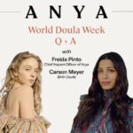 Freida Pinto Instagram - In honor of #WorldDoulaWeek I had the pleasure of chatting with birth doula @ccmeyer about birth: everything from common fears, tips and tools for preparing, water birth and foods to eat for healthy breastmilk. Join us and @thisis.anya for the first episode of m(ama) Ask Me Anything for Moms! And in honor of the wonderful work that doulas do, Anya is offering 15% off this week with code DOULA !