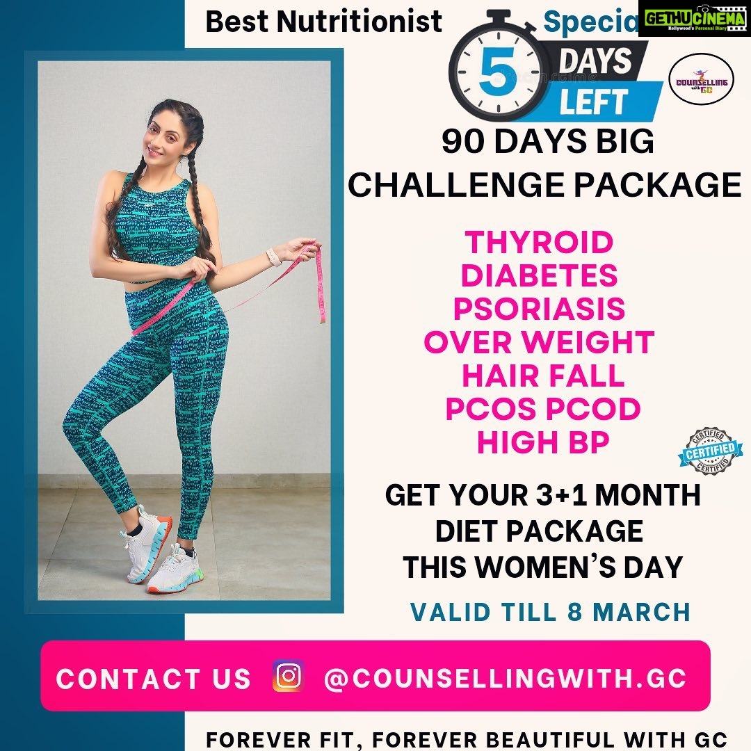 Gurleen Chopra Instagram - FAT TO FIT CHALLENGE π― % in 90 DAYS . SPECIAL OFFER 5 DAYS LEFT π GET YOUR 3+1 MONTH DIET PACKAGE OFFER . . HOME MADE NATURAL REMEDIES π . Book with us @counsellingwith.gc @igurleenchopra . . . . . . . . . . . . . . . . . . . . . . . . #fullbodypackage #homemadediet #healthybody #heathydiet #bestnutrition #womenhealth #homemadedietpackage #homemaderemedies #90dayschallange #acnetips #fatlosstips #thyroidtips #anxietyawareness #dailydietchart #transformation #obesity #obesitytips #natural #bestnutritionist #motivationalquotes #motivation #counsellingwithgc #igurleenchopra #youtubeimgc #2022