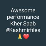 Jackie Shroff Instagram – Awesome performance Kher Saab @anupampkher
#Kashmirfiles 🙏❤️