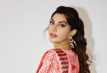 Jacqueline Fernandez Instagram - Day 2 for Sophie❤️ #promotions #bachanpanday 💄 - @shaanmu 👚 - @chandiniw @stacey.cardoz 👱‍♀️- @hairstylist_madhav 📸 - @leroifoto 🎥 - @thegxco @popmercy @sam_debroy