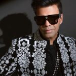 Karan Johar Instagram - Black and white and all things right! In @manishmalhotra05 styled by @ekalakhani hair @rajeev_gogoi make up @paresh_kalgutkar 📸 @maajidkhan88 managed by @len5bm