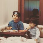 Kareena Kapoor Instagram - May we always eat pizza in bed…♥️nothing more funner than that big brother♥️we love you so much our precious boy Kiaan♥️Happy birthday darling heart ♥️🎈🎈 @therealkarismakapoor #lolo Ka beta #birthday boy
