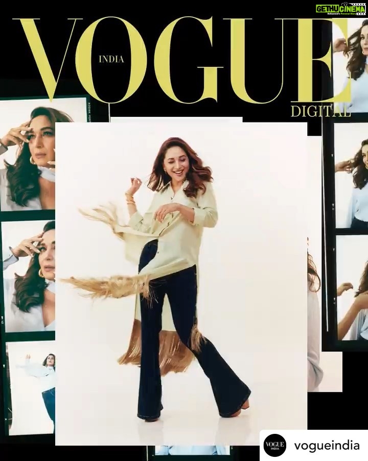 Madhuri Dixit Instagram - #repost • @vogueindia “It's never work for me. This is something I love doing: I love dancing. I love acting. I love singing,” confesses Vogue India’s digital cover star #MadhuriDixitNene (@madhuridixitnene). The veteran actor has made her #Netflix debut in the critically acclaimed #TheFameGame, and at the link in bio, she opens up about what it was like to film during lockdown, why dancing will always be her first love and how she came to terms with her relationship with fame. Head of Editorial Content Megha Kapoor: (@meghakapoor) Art Direction: Aishwaryashree (@aishwaryashree) Digital cover story: Rujuta Vaidya (@rujutavaidya) Stylist: Rupangi Grover (@rupangigrover) Hair: Priyanka Borkar (@priyanka.s.borkar) Make-up: Mallika Bhat (@mallika_bhat) Visuals Editor: Jay Modi (@jaymodi2) Entertainment director: Megha Mehta (@magzmehta) Production: Netflix (@netflix_in) On Madhuri: Top, @431_88. Jeans, @msft.in, @studiomoonray. Jacket @studiomoonray. Shoes @jimmychoo. Earring and bangles @misho_designs ___ #VogueIndia #DigitalCover