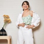 Madhuri Dixit Instagram - Subtle statements! 🤍 #Pastel #Lookbook #Pantsuit #TuesdayThoughts